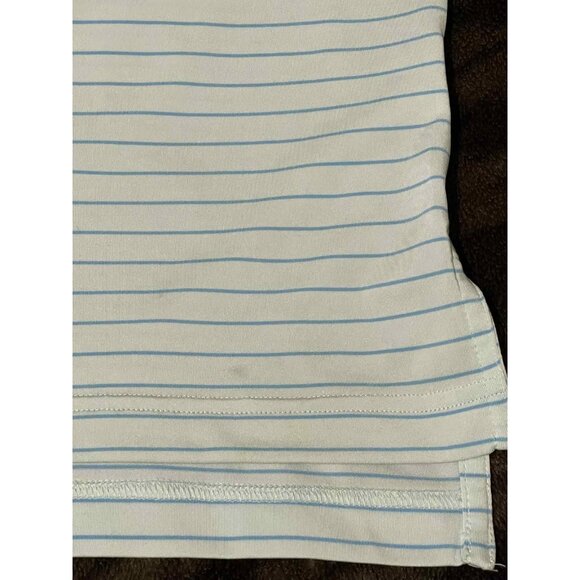 Peter Millar Polo Shirt Mens XL Blue White Stripe Summer Comfort Golf Stains - Picture 8 of 9